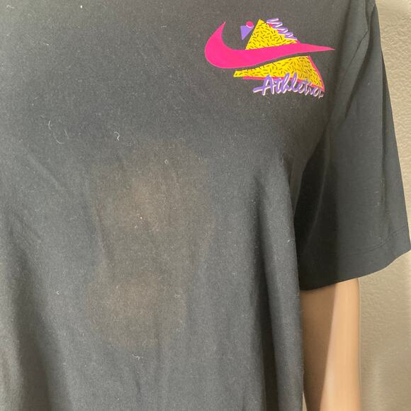 Retro The Nike Tshirt Mens Med Multicolored Spell Out Color Block Logo Stretch - Picture 4 of 12